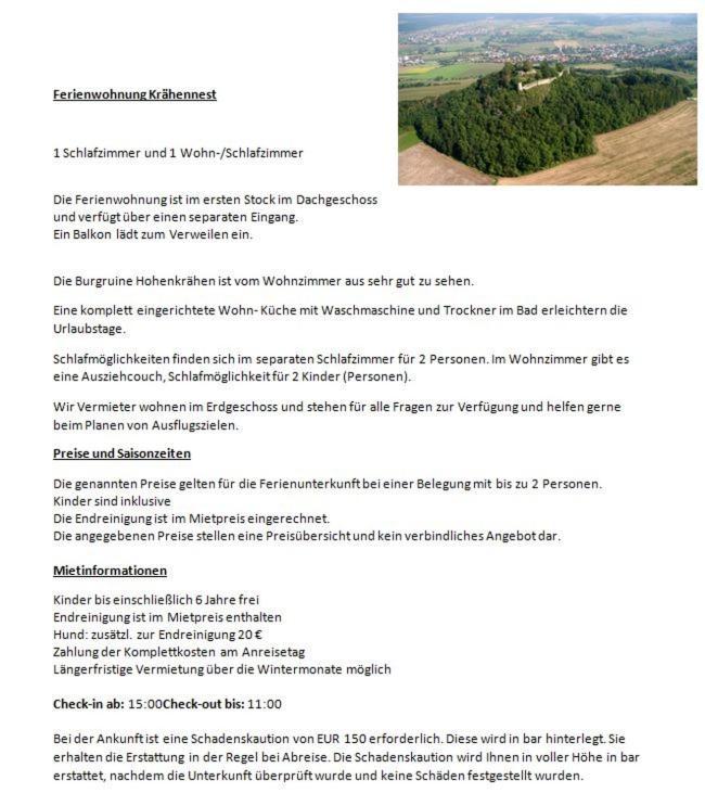 Ferienwohnung Kraehennest In Den Hegaubergen - Naehe Bodensee Muhlhausen-Ehingen Exterior photo